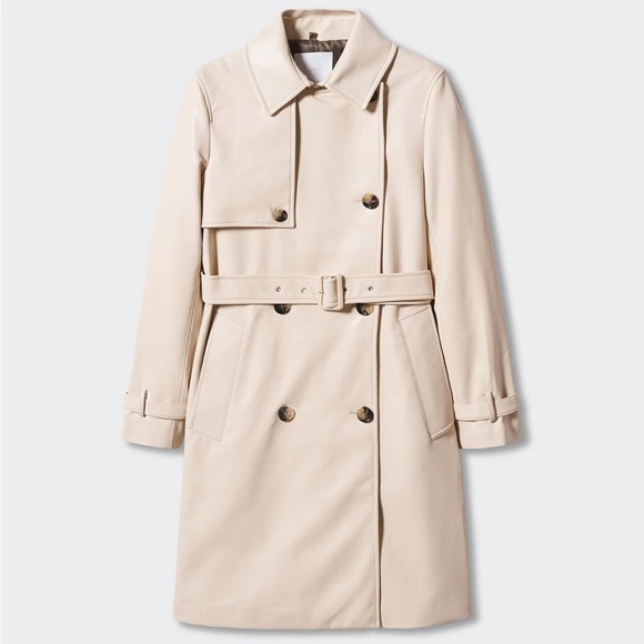 NWT - Mango - buttery faux Leather trench coat - M - Picture 10 of 15